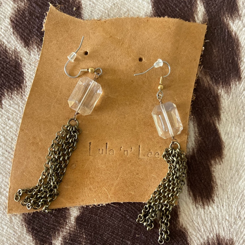 Rhinestone and chain earrings